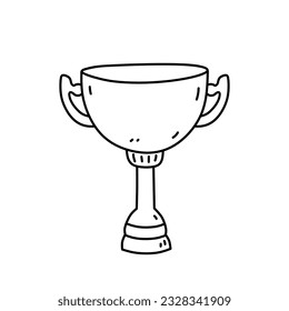 Winner 's Cup isolated on white background. Champion award. Vector hand-drawn illustration in doodle style. Perfect for cards, logo, decorations, various designs.