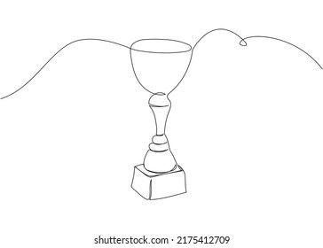 Winner s goblet one line art. Continuous line drawing of sport, referee, award, distinction, victory, trophy, first, chalice, championship, tournament, triumph, competition, battle.