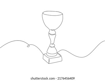 Winner s goblet one line art. Continuous line drawing of sport, award, distinction, victory, trophy, first, chalice, championship, tournament, triumph, competition.