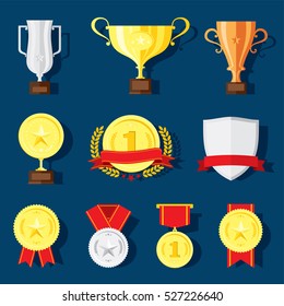 Winner Set flat Design icons