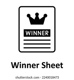 Winner sheet Vector Icon Fully Editable

