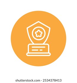 Icono de diseño de círculo de contorno de Vector de escudo ganador. Premios Símbolo sobre fondo blanco EPS 10 Archivo