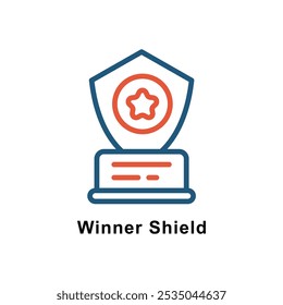 Winner Shield vector Outline Two Color Design icon. Awards Symbol on White background EPS 10 File