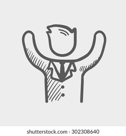Winner sketch icon for web and mobile. Hand drawn vector dark grey icon on light grey background.
