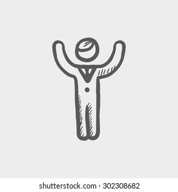 Icono de esbozo del ganador para web y móvil. Icono de gris oscuro vector dibujado a mano sobre fondo gris claro.