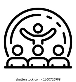 Winner speaker icon. Outline winner speaker vector icon for web design isolated on white background
