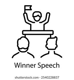 Icono de discurso ganador en estilo lineal 