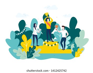 Winner and success concept. Vector illustration