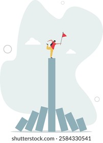 Winner take all, survive business competition or strength to overcome difficulty, economic crisis or recession, business winner concept.flat character life .