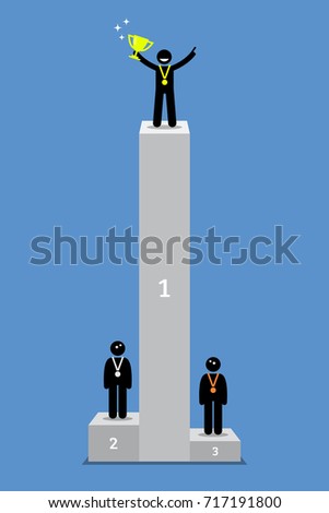 Winner takes all. Vector artwork depicts the first place winner wins all the glory, pride, and honors. The second and third place only get a small fraction from the overall rewards. 