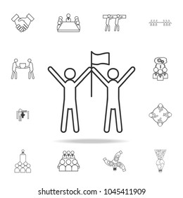 winner team, rise a flag icon. Detailed set of team work outline icons. Premium quality graphic design icon. One of the collection icons for websites, web design, mobile app on white background
