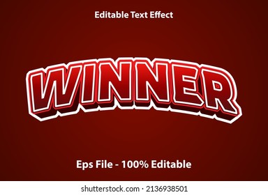 winner text effect can be edited with red gradient color.