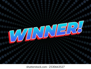 Winner. Text effect design with modern color in 3D style