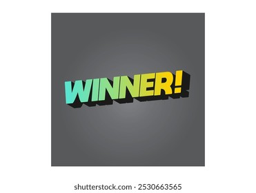 Winner. Text effect design with modern color in 3D style