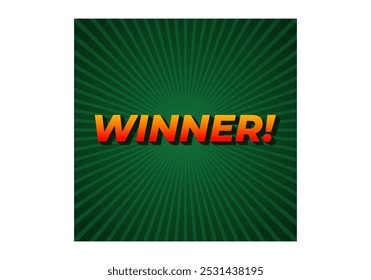 Winner. Text effect design with modern color in 3D style