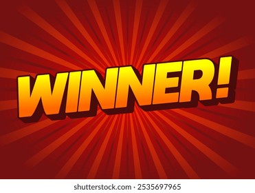 Winner. Text effect design with modern color in 3D style