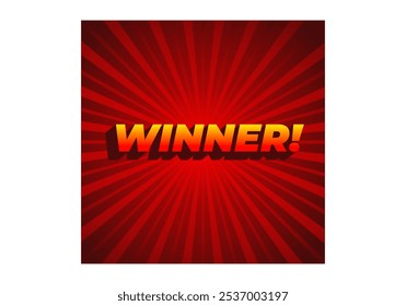 Winner. Text effect design with modern color in 3D style