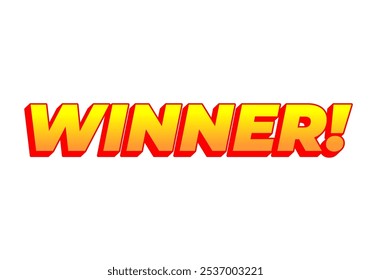 Winner. Text effect design with modern color in 3D style