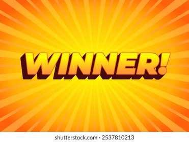 Winner. Text effect design with modern color in 3D style