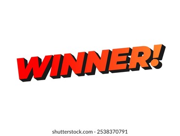 Winner. Text effect design with modern color in 3D style