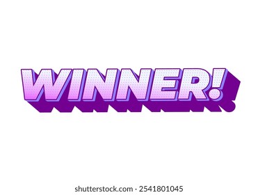 Winner. Text effect design with modern color in 3D style