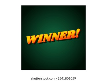 Winner. Text effect design with modern color in 3D style