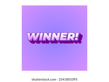 Vencedor. Design de efeito de texto com cor moderna em estilo 3D