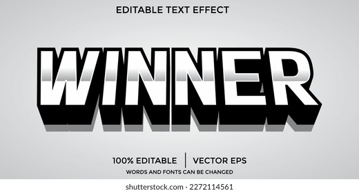 Winner text effect design vector editable text