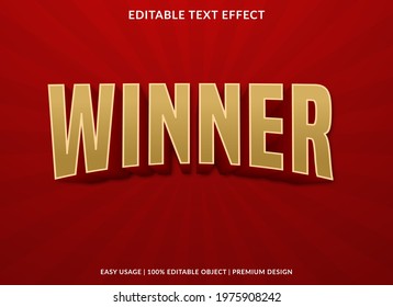 winner text effect template with bold style use for business logo and brand