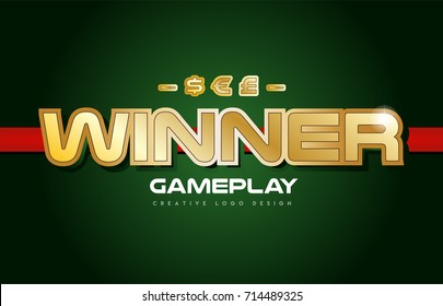winner text with gold texture on a green background suitable as a postcard or banner design for a card game
