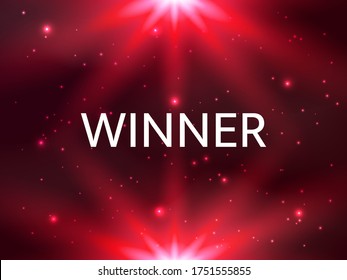 Winner text on a shiny red background. Vector stock illustration for banner