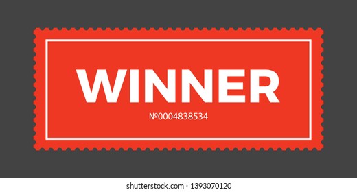 Winner Ticket icon vector illustration in the flat style. Ticket stub isolated on a background. 