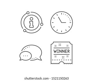 Winner ticket line icon. Chat bubble, info sign elements. Amusement park award sign. Linear winner ticket outline icon. Information bubble. Vector