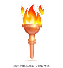 Winner torch with burning fire icon isolated on white background vector illustration