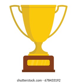 Winner trophy award gold cup on the stand cartoon flat icon element for sport award trophy design