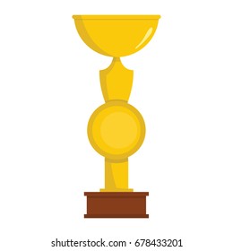 Winner trophy award gold cup on the stand cartoon flat icon element for sport award trophy design
