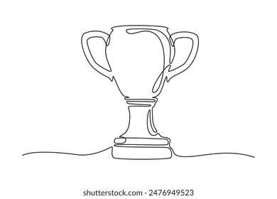 Winner trophy continuous one line icon drawing. Award trophy cup single line vector illustration in doodle style. Champions celebration contour linear sign design concept