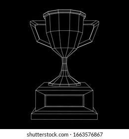 Winner trophy cup. Award concept. Wireframe low poly mesh vector illustration