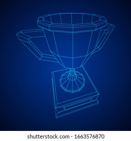 Winner trophy cup. Award concept. Wireframe low poly mesh vector illustration