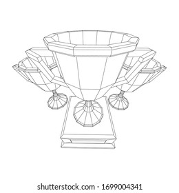 Winner trophy cup. Award concept. Wireframe low poly mesh vector illustration