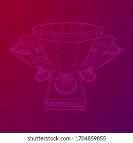 Winner trophy cup. Award concept. Wireframe low poly mesh vector illustration