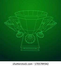 Winner trophy cup. Award concept. Wireframe low poly mesh vector illustration