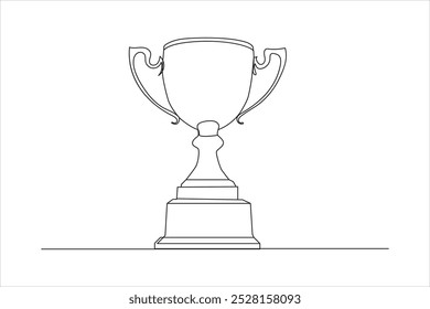 Ganador Trophy Cup Dibujo continuo de una línea. Ilustración vectorial de arte de línea de copa de trofeo.