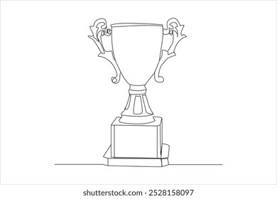 winner trophy cup continuous one line drawing. Trophy cup line art vector illustration.