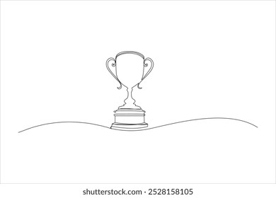 winner trophy cup continuous one line drawing. Trophy cup line art vector illustration.