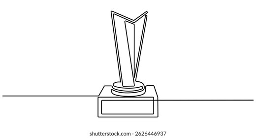 winner trophy cup continuous one line drawing. Trophy cup line art vector illustration. Winner trophy single line icon drawing. Award trophy cup one line vector. Winner symbol. Editable stroke.
