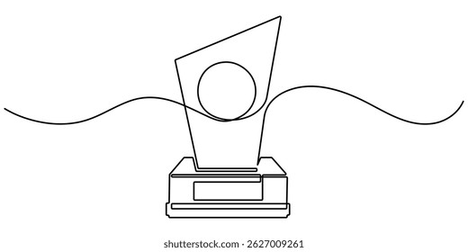  winner trophy cup continuous one line drawing. Trophy cup line art vector illustration. Winner trophy single line icon drawing. Award trophy cup one line vector. Winner symbol. Editable stroke