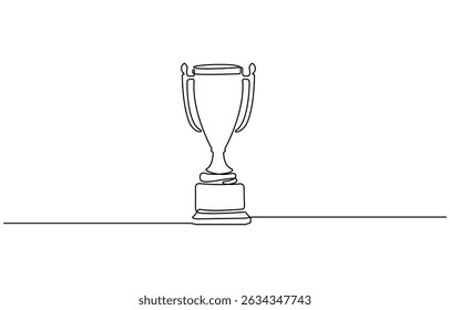 Winner trophy cup continuous one line drawing. Trophy cup line art vector illustration, Award trophy cup single line vector.