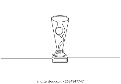 Winner trophy cup continuous one line drawing. Trophy cup line art vector illustration, Award trophy cup single line vector.