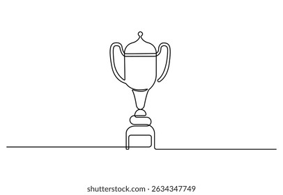 Winner trophy cup continuous one line drawing. Trophy cup line art vector illustration, Award trophy cup single line vector.